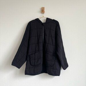 Lou & Grey Quilted Black Full Zip Signature Soft Hoodie - M